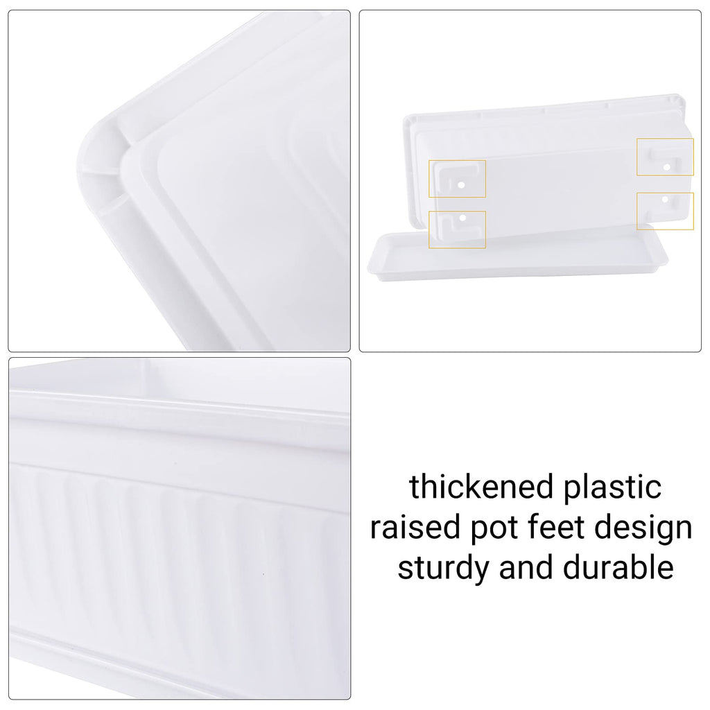 Rectangle Plastic Flower Boxes, 3 Pack Large Long Planter 16.9x7.48 Inch Morden Thicken Vegetable Plant Pot with Tray