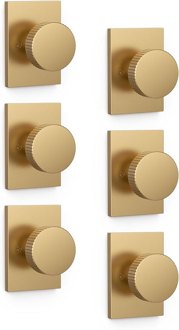 6 Pack Champagne Bronze Passage Interior Door Knobs