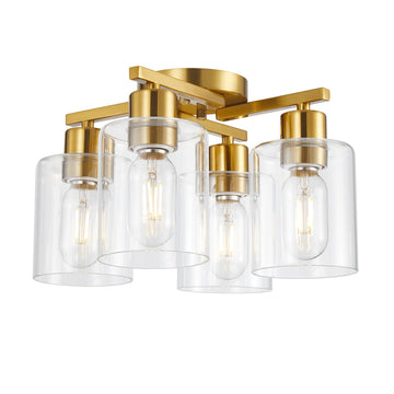 4 Light Semi Flush Mount Ceiling Light Brushed Gold Kitchen Lighting Fixtures Ceiling Brass Hallway Cieling Lights