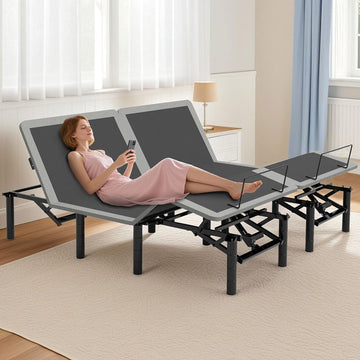 King Adjustable Bed Frame with Massage, Wireless Remote, Under-Bed Nightlight & USB Ports, Zero Gravity Electric Bed