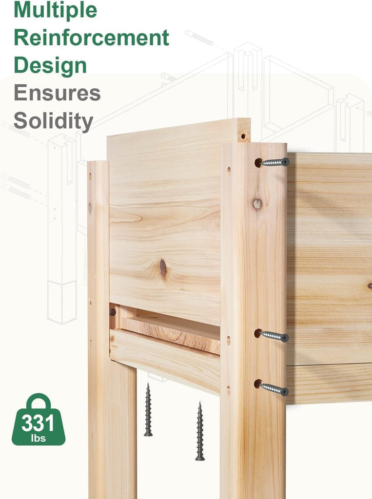 331lb Capacity Wooden Raised Garden Bed Outdoors with Legs, Box of 1 | 48x24x31" Elevated Ergonomic Large Planter Box
