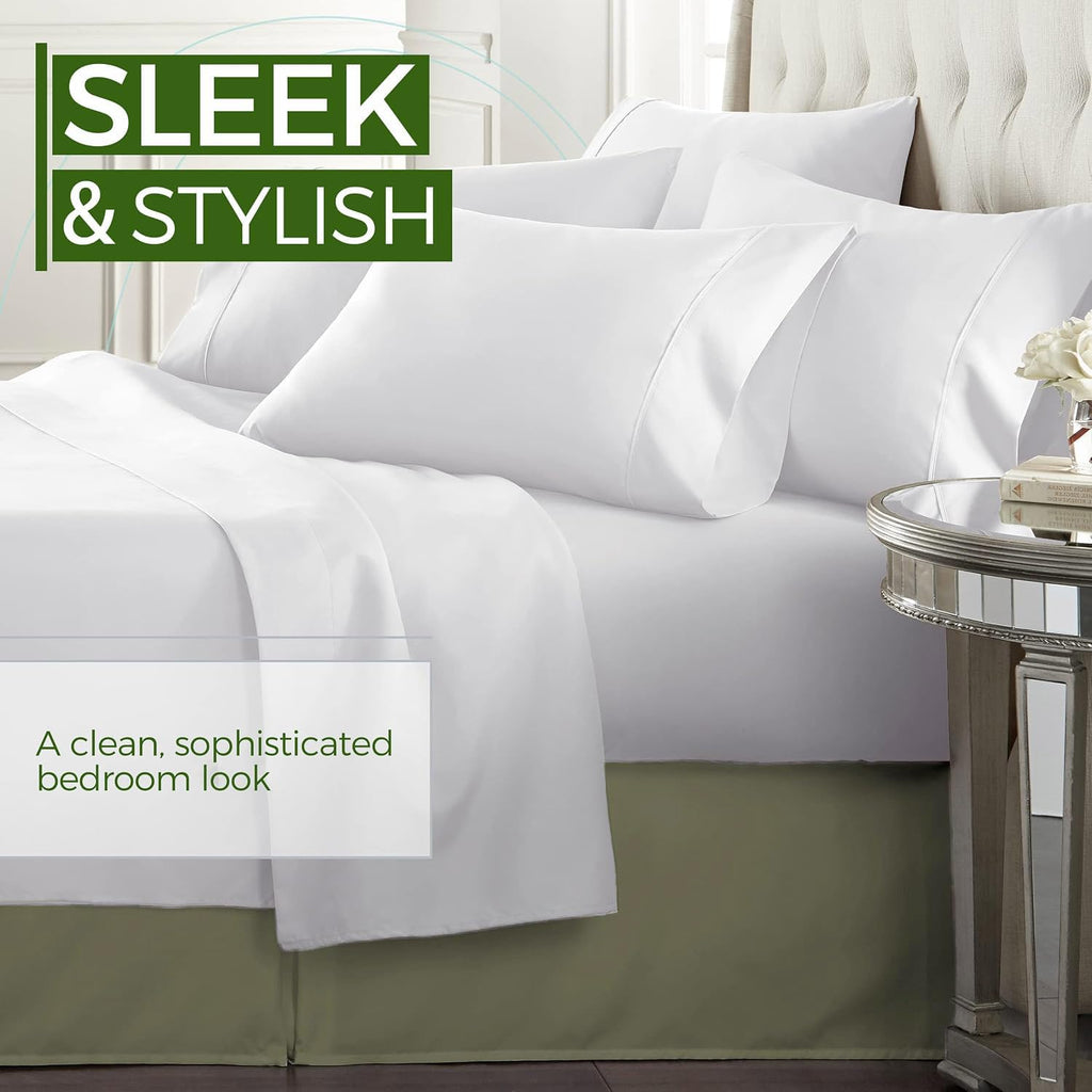 Bed Skirt Queen Size, 14" Inch Drop with Platform, Box Spring Cover Drape Bed Skirting, Wrinkle & Fade Resistant Sage