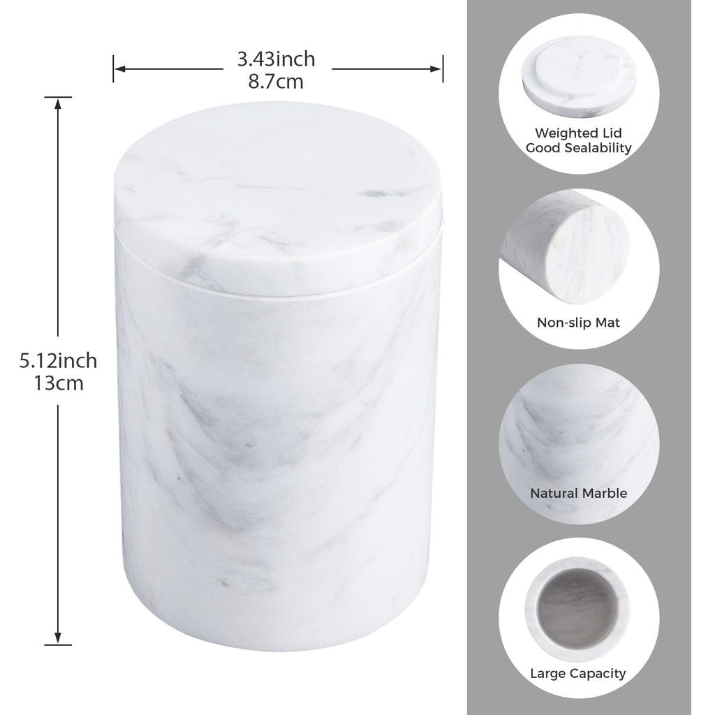Natural Marble Canister with Lid, Non-slip Large Storage Container