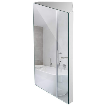 24-inch 304 Stainless Steel Corner Medicine Cabinet with Mirror- Left
