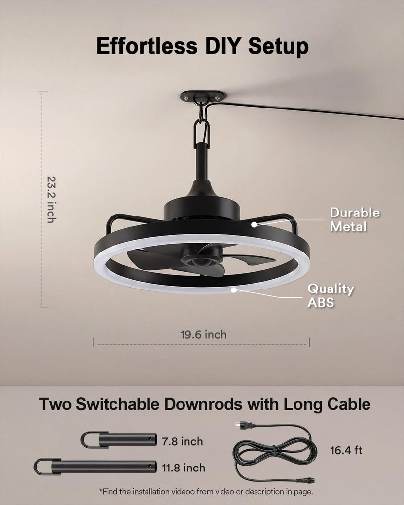 Smart Outdoor Ceiling Fans with RGBAI Lights , Wi-Fi Bluetooth Connect, Work with Alexa Google