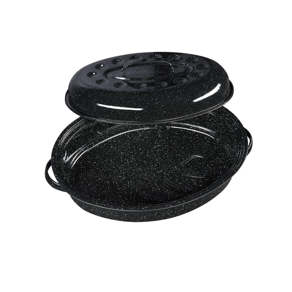 Covered Oval Roaster, 10 lb - Speckled Black