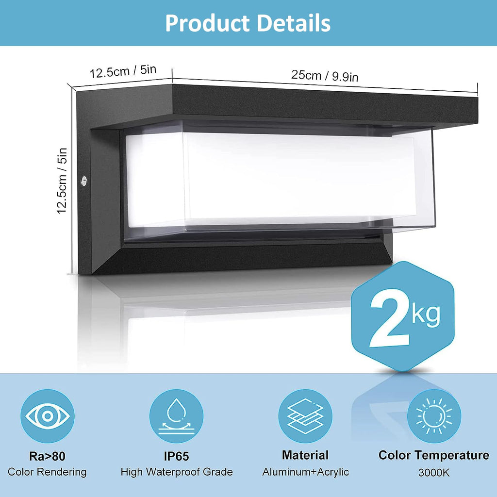 Porch Light Outdoor 6000K, 18W Modern LED Wall Light 6 Pack