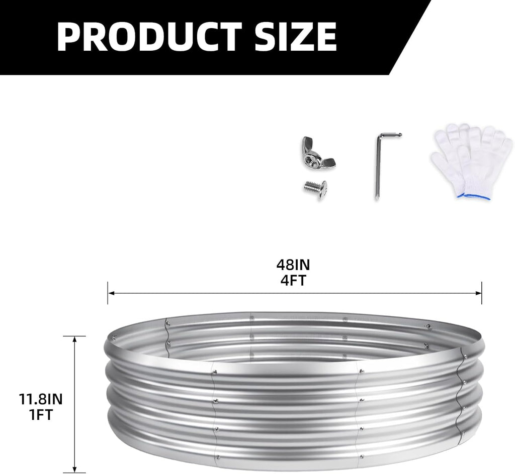 48 Inch Fire Pit Ring for Outside, 4FT Diameter Wood Burning Fire Ring, Large Round Galvanized Steel Fire Pit