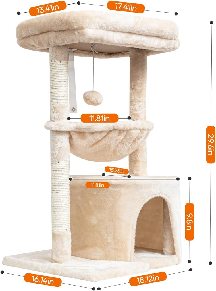 Small Cat Tree for Indoor Cats, Kittens Condo with Scratching Post