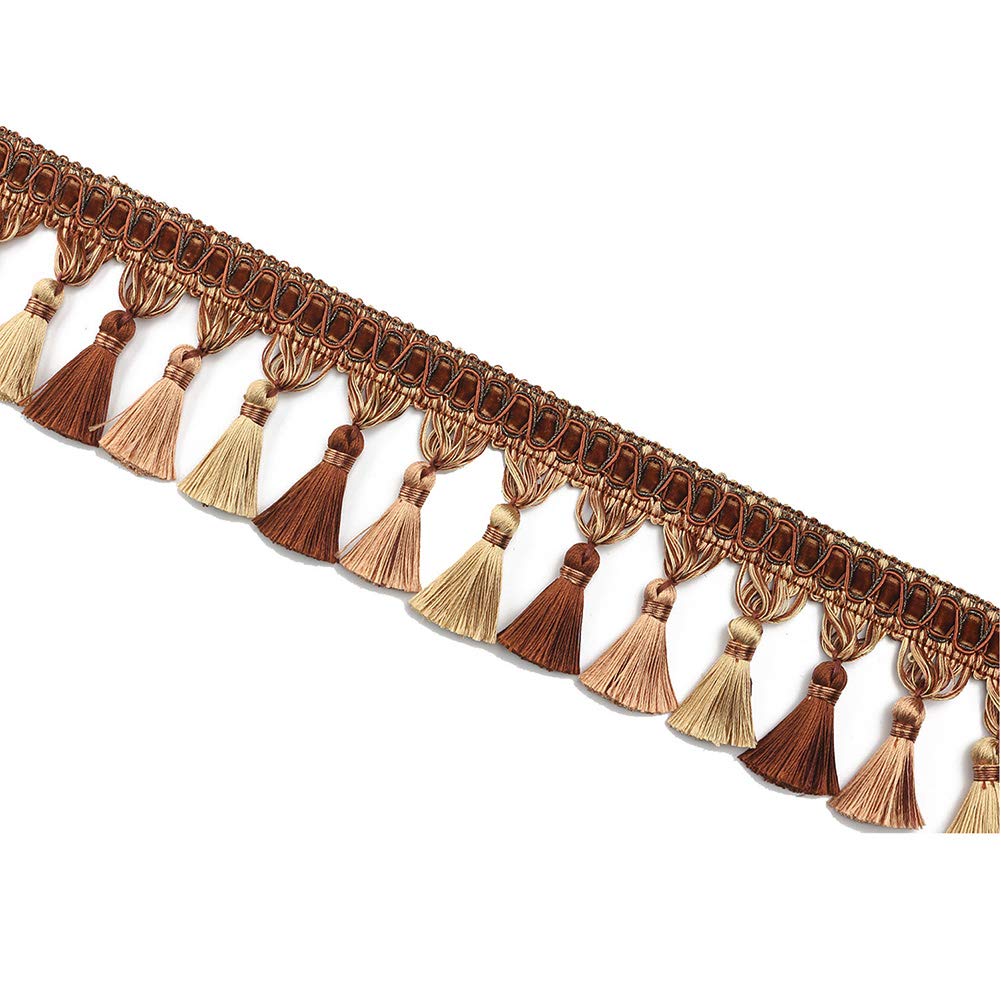 Handmade Tassel Fringe Trim Hand Knitting-LightCoffee - 6.5 Yard