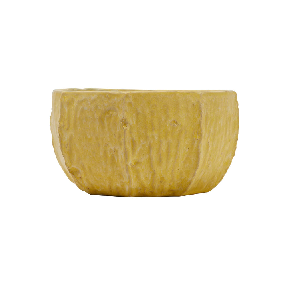 Stoneware Planter with Organically Shaped Detail, Yellow