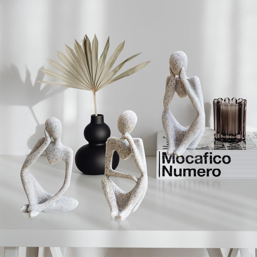 3 Pcs Thinker Sculptures Modern Bookshelf Decor Resin Thinker Statue Home Decor Aesthetic Sculpture Resin Collectible