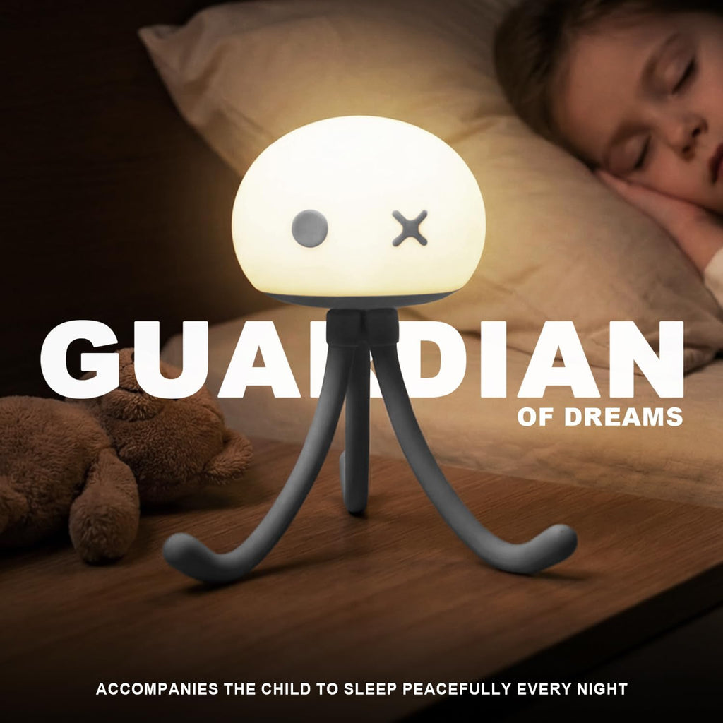 Jellyfish Rechargeable Night Light for Kids Baby Nursery | Special Funny Gifts Room Decor, Cute Lamp with Soft