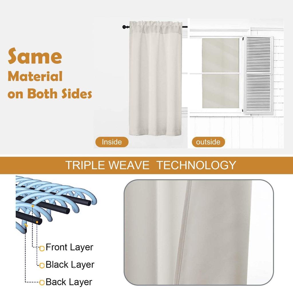 Peal Blackout Curtains 84 Inch Length 2 Panels Set, Thermal Insulated Room Darkening Light Blocking Rod Pocket Window