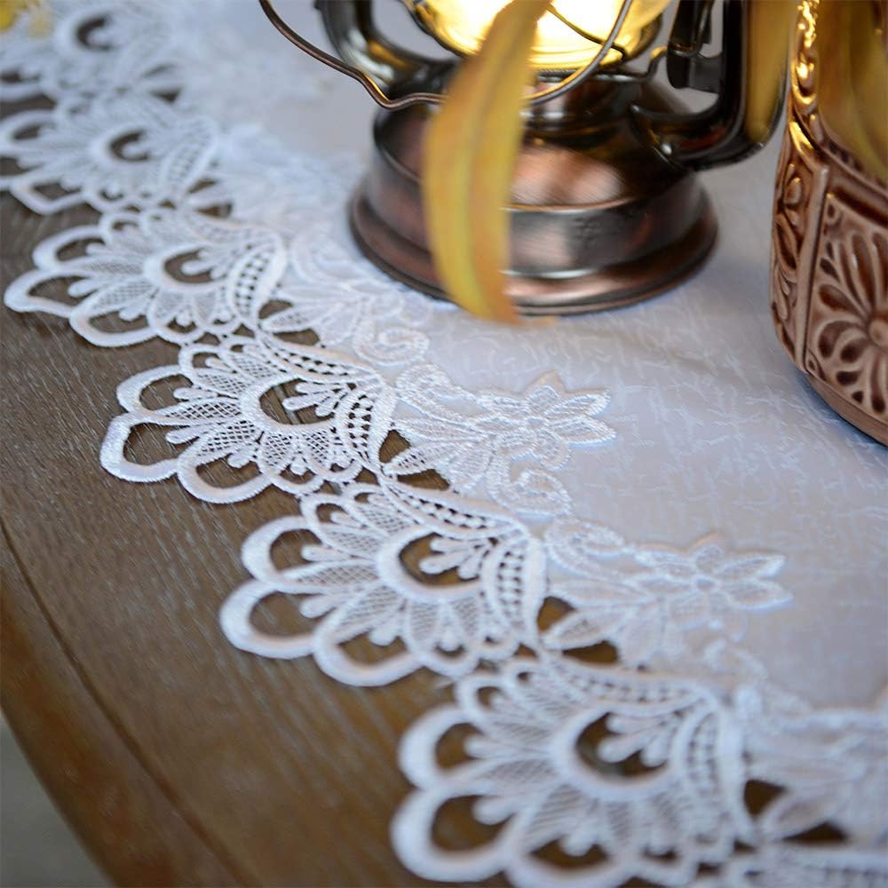Round Tablecloth Lace Rustic Macrame Embroidered Table Cloths for Harvest Dresser Decor Farmhouse Ki