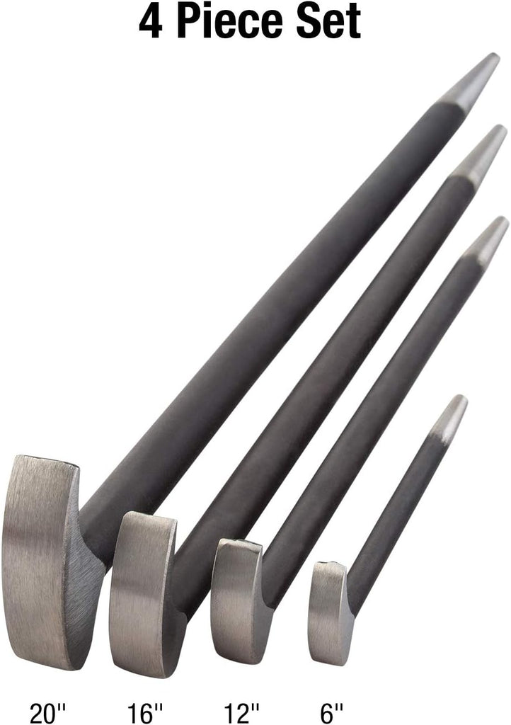 9804 Rolling Head Pry Bar Set, 6-Inch - 20-Inch, 4-Piece