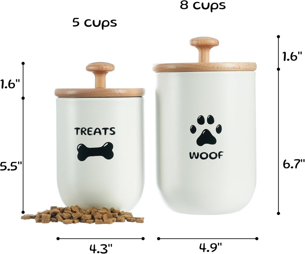 Dog Treat Container Set of 2, Dog treat jar with Airtight Lid, Small dog food container, Dog Cookie Jar Counter