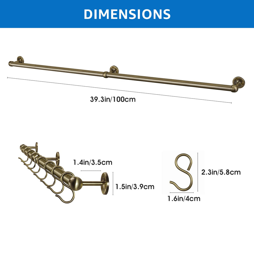 Hanging Pot Rack Hanger: 39.4 Inch Stainless Steel Pot and Pan Hanger Pot Rack Wall Mounted Hanging Pots and Pans