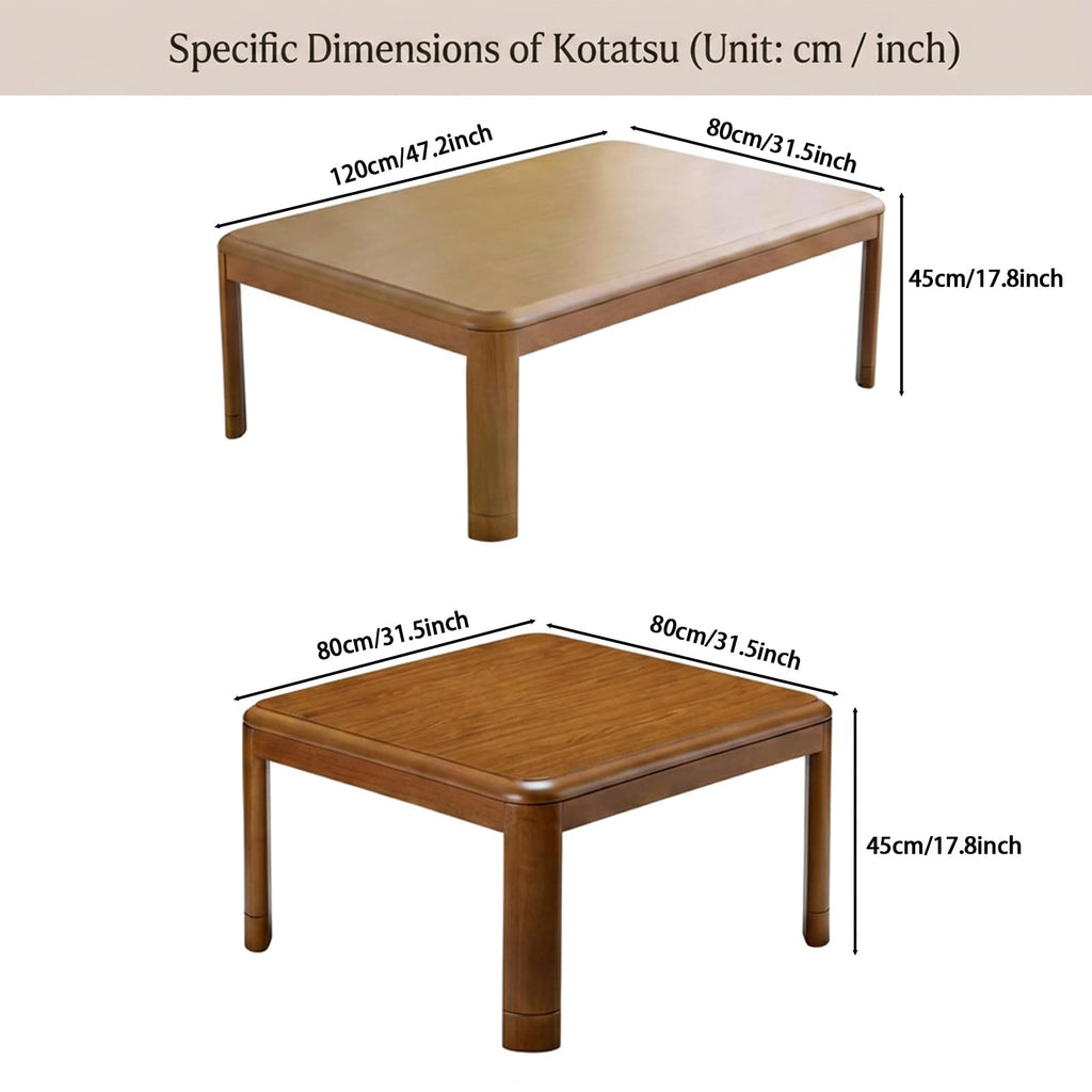 47" Kotatsu Table + Heater - 2-in-1 Set, All-Season Comfort, Solid Wood Construction. Perfect - A Heartwarming Gift