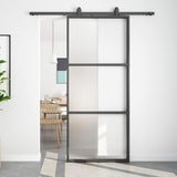 36in x 84in Frosted Glass Barn Door with 6FT Top Mounted Hardware kit Include Soft Close Mechanism B