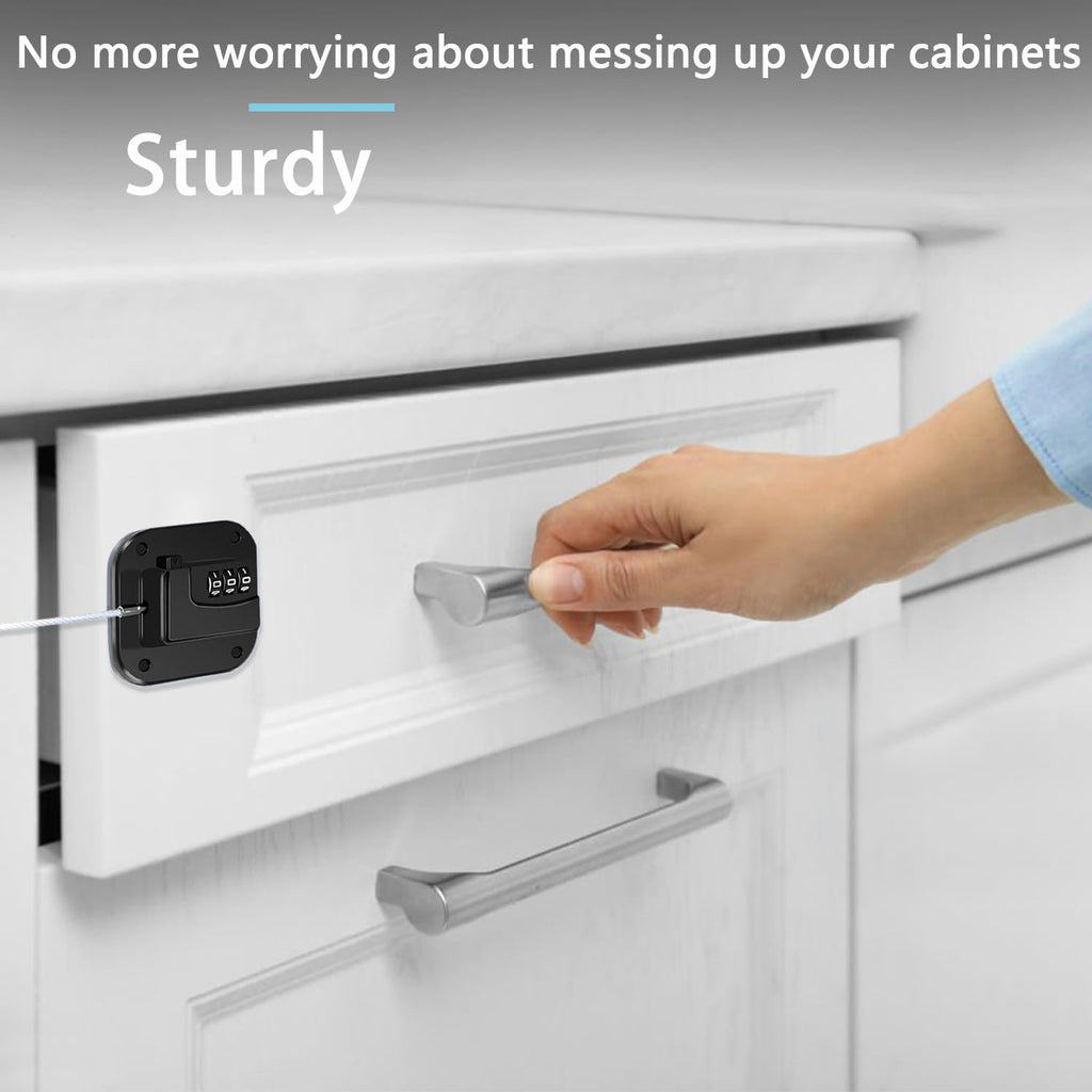 Fridge Lock Refrigerator Freezer Childproof Locks for Cabinets and Drawers Easy Install No Keys Needed Combo Lock