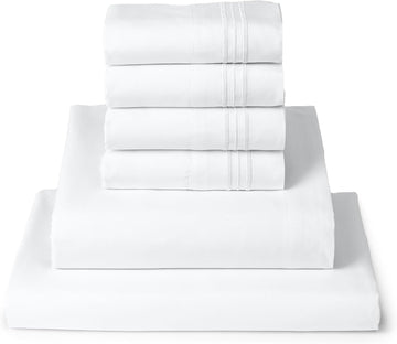 Sheet Set - 6-Piece Iconic Collection Bedding | Including 4 Pillowcases, 16-Inch Deep Pocket, Easy Care, Extra