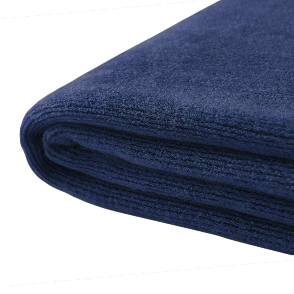 Navy Blue Knitted Throw Blanket with Fringe, 50x60 Inch