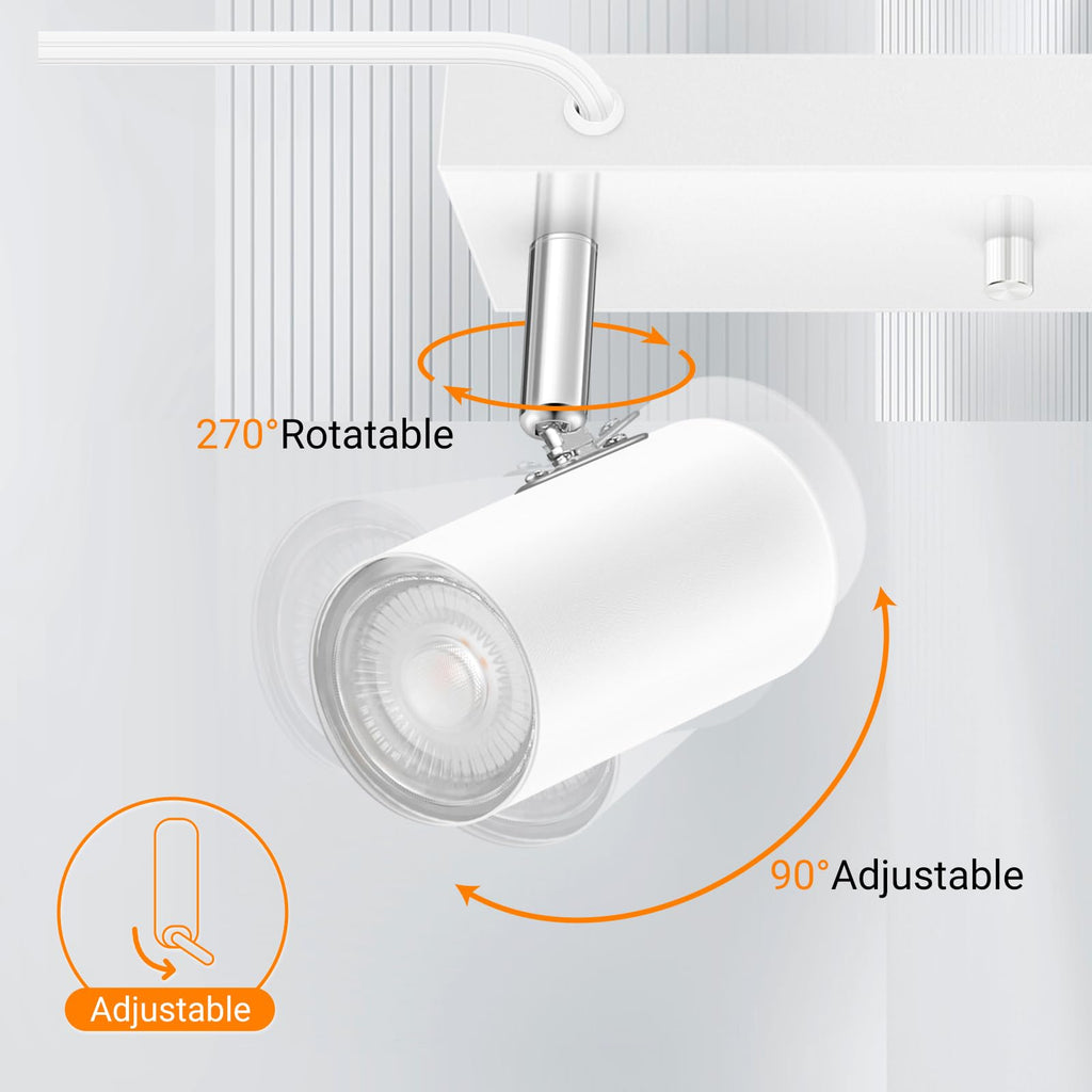 5 Light Track Lighting Kit,30'' White Modern Plug in Ceiling Spotlight,Industrial LED Wall Light Cabinet Gallery Bar