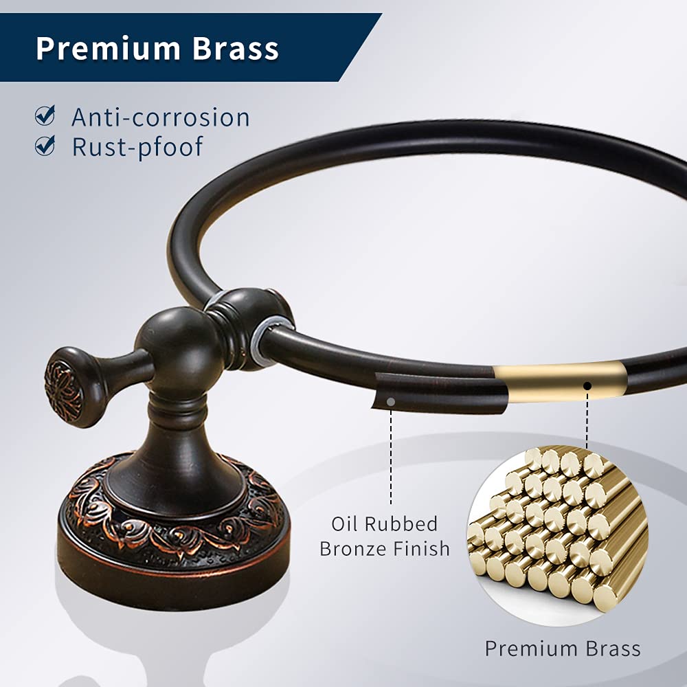 Bronze Hardware Set Bathroom, Oil Rubbed Accessories Set Adjustable Towel Bar, 4 Pieces Wall Mounted Toilet Paper