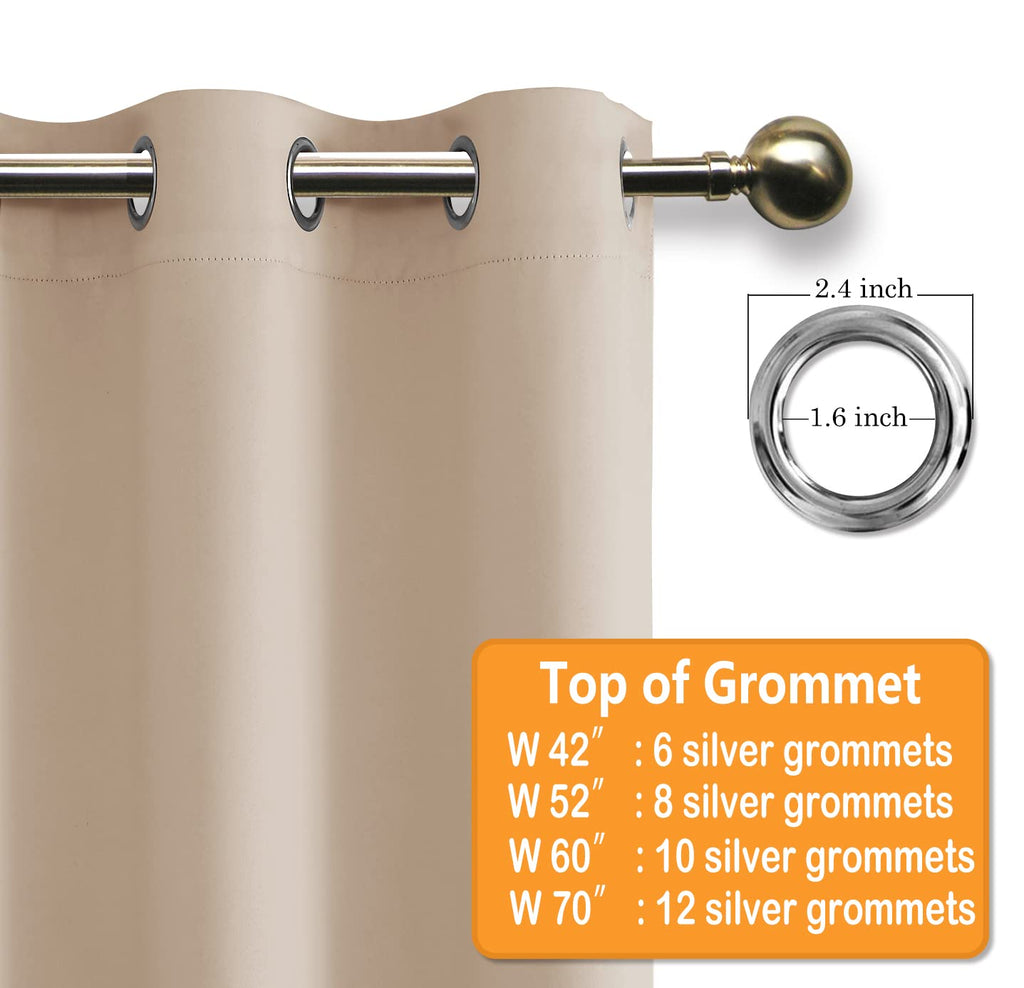 Blackout Window Curtain Panels, Set of 2, Beige, 42 x 72 Inch