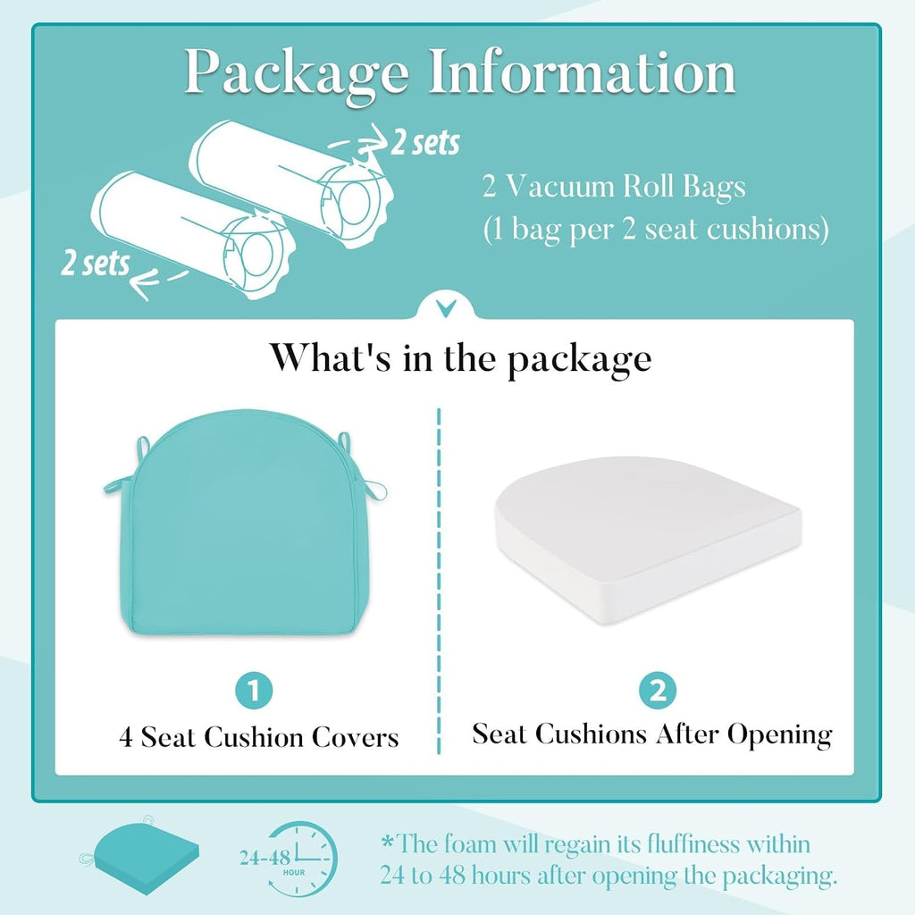 Outdoor Cushions Furniture: Waterproof & UV Resistant Outdoor Chair Cushions Set of 4-19 x 19 x 3 Inch Thick Patio