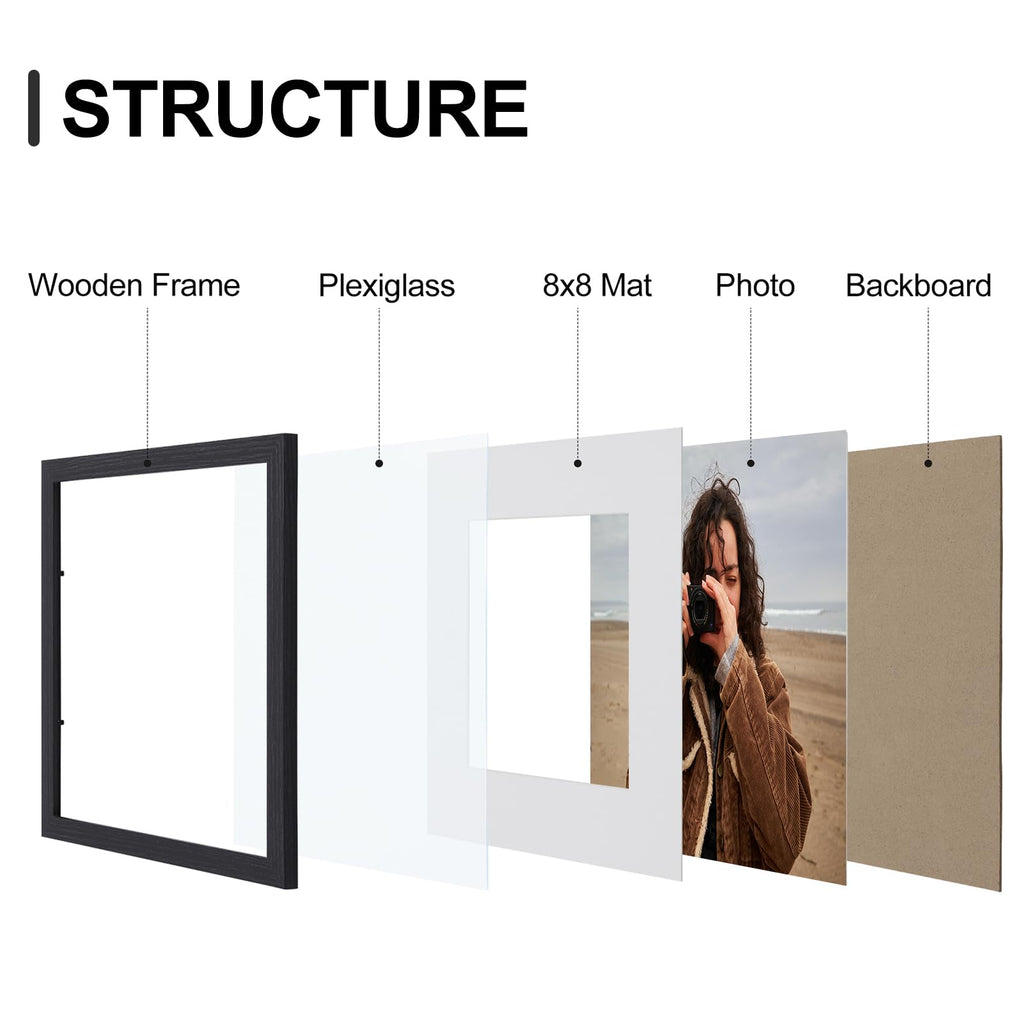 12x12 Picture Frames Set of 9 for Wall Mounting, Black