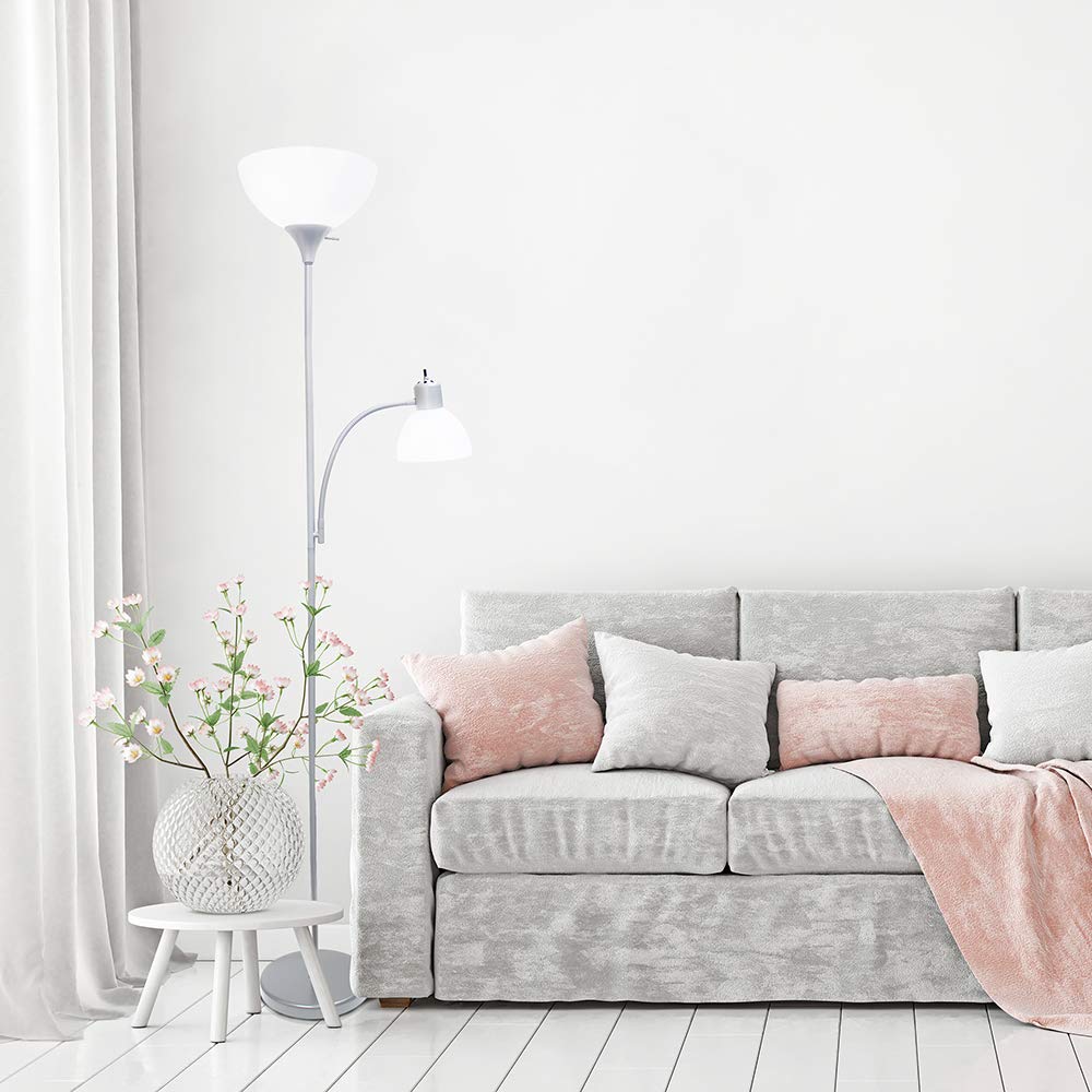 Mother-Daughter Floor Lamp with Reading Light, Silver