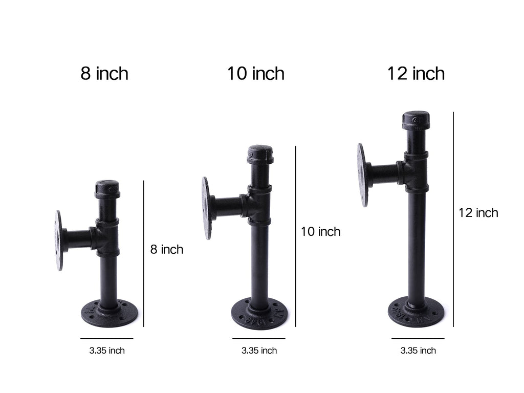 3/4" Industrial Pipe Shelf Brackets, Black Iron Wall Mounted DIY Shelving Brackets Hanging Custom Pipe Brackets for