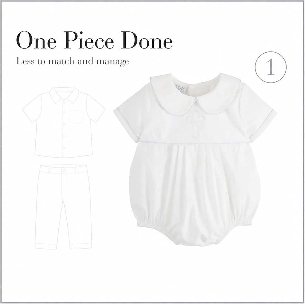Baby Boys Heirloom Baptism Bubble Romper, Christening Outfit
