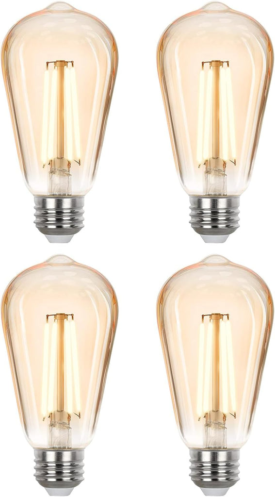 Vintage LED Edison Bulbs 40 watt Equivalent, Dimmable E26 Light Bulb 2700K Soft Warm White, Amber Glass ST58 Vintage