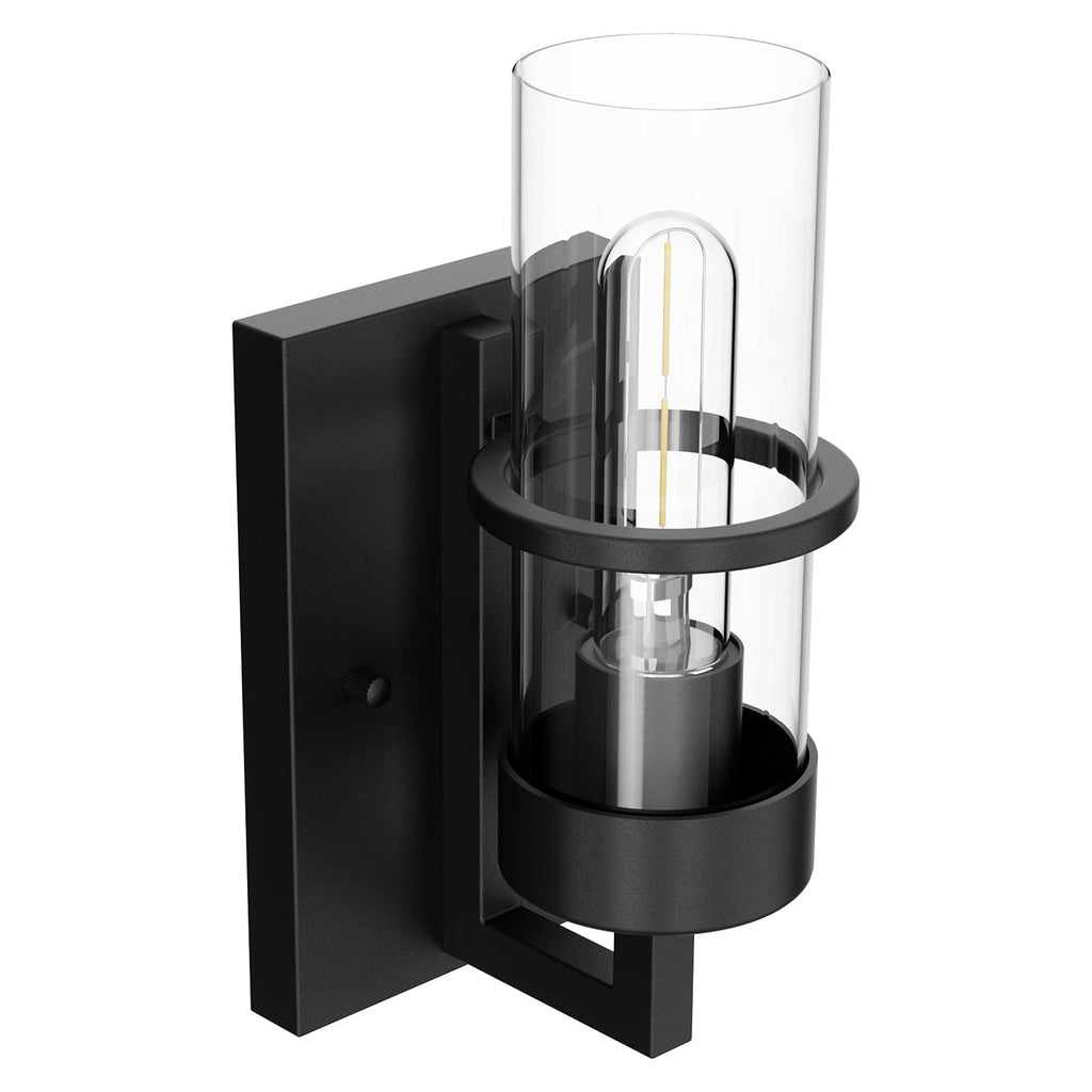 Black Wall Light Fixtures,Industrial Wall Sconces Clear Glass Wall Mount Sconce,Wall Lamp Bedroom Hallway(Bulb not