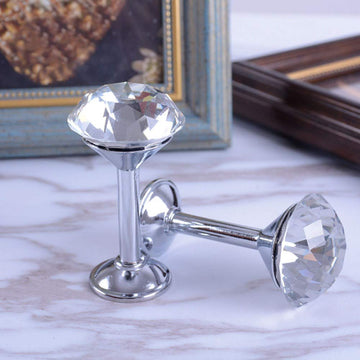 Shiny Clear Diamond Crystal Goblet Shape Curtain Holdbacks Curtain Buckle Wall Hooks Coat Hangers Drapery - 4 Pieces