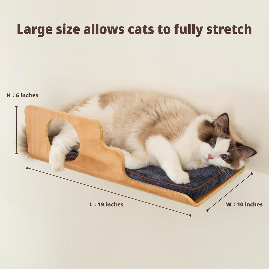 Cat Wall Shelves, Creative Design Cat Shelf with Peephole, 19 x 10 inch Cats Wall Furniture with Comfortable Pad