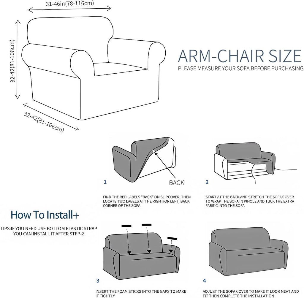 Super Stretch Chair Sofa Slipcovers 1-Piece Jacquard Chair Covers Soft Anti Slip 1 Seater Couch Furniture Protector