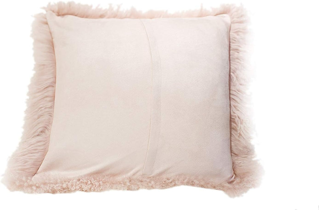 100% Real Mongolian Lamb Fur Cushion Cover/Pillowcase (Pink, 20x20inch) 1