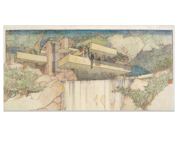 Frank Lloyd Wright Falling Water: 18x36 Unframed Print Poster - Iconic Architecture - Modern Design, Nature-Inspired
