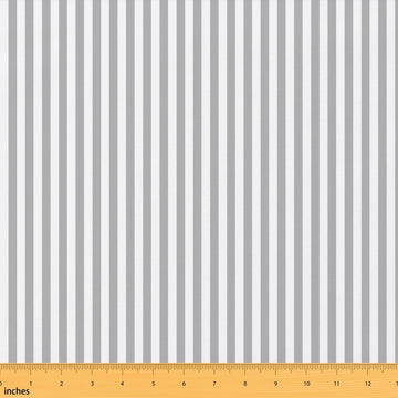 Gray White Stripes Fabric by The Yards, Modern Simple Style Striped Soft Polyester No Stretch Fabric for Chairs