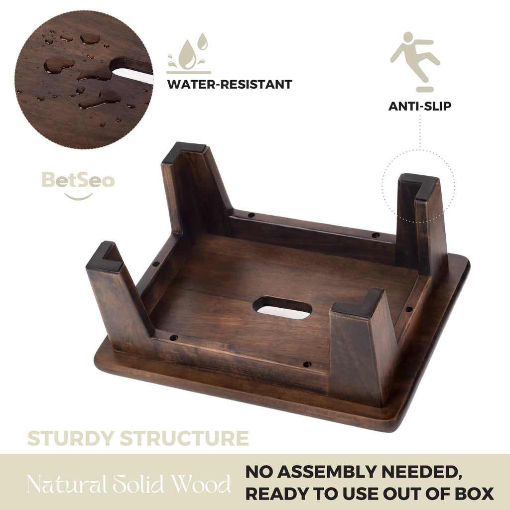 Wooden Step Stool (16.5" D x 12" W x 6.5" H) No Assembly Needed, Bed Steps for High Beds for Adults - Natural Solid