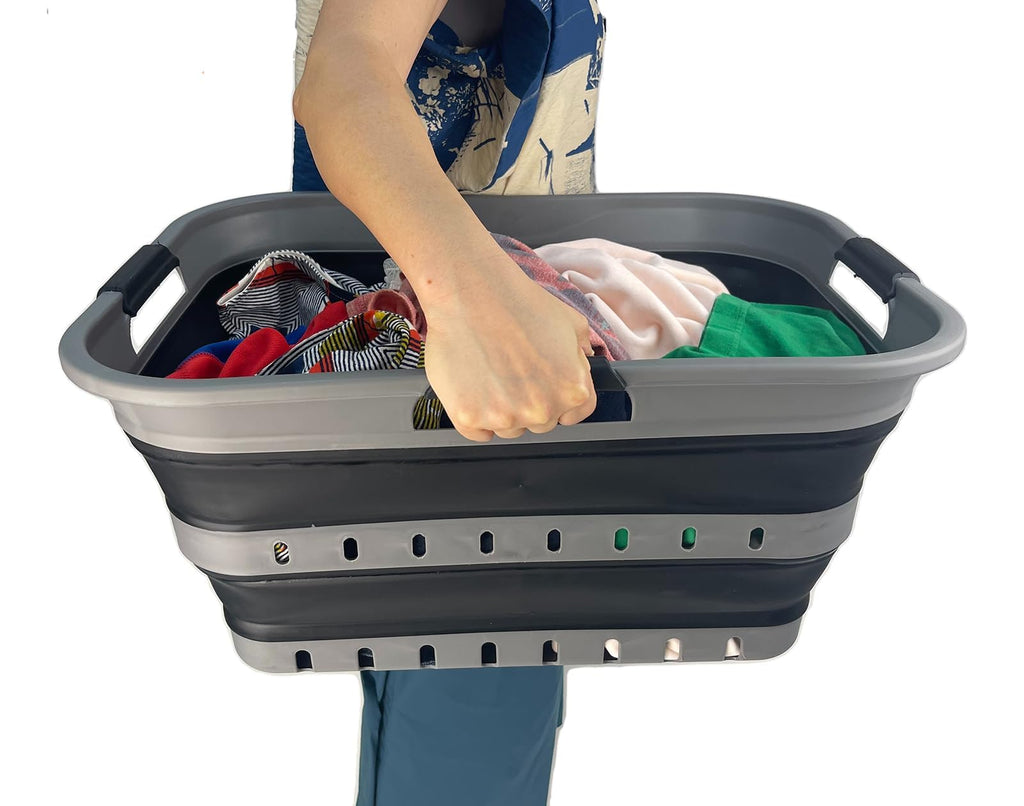 42 (11 Gallons) Collapsible Plastic Laundry Basket, Foldable Pop Up Storage Container/Organizer, Space Saving Hamper