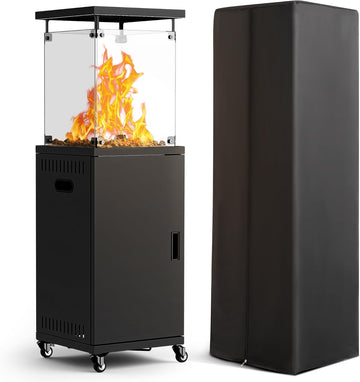 Patio heater, 41,000 BTU Propane Outdoor Heater with Lockable Wheels, CSA Certificated Patio Heater with Cover