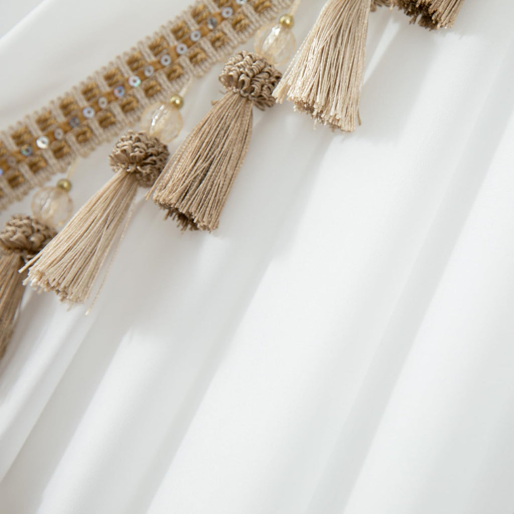 Luxury Sheer Waterfall Valance for Windows, 39 Inches Wide White Swag Curtains for Wedding Party & Small Windows