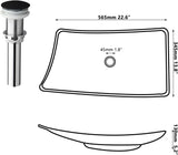 22"x14" Grey Stone Resin Vessel Sink Rectangle Bathroom Sink Above Counter, Modern Grey Vessel Sink for Bathroom Vanity