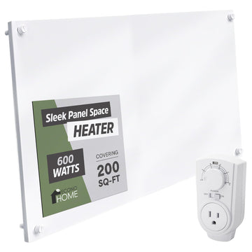 Convection Wall Heater with Thermostat - 600W Electric Wall Mounted Space Heater Panel - Updated Model, 120V - Heats