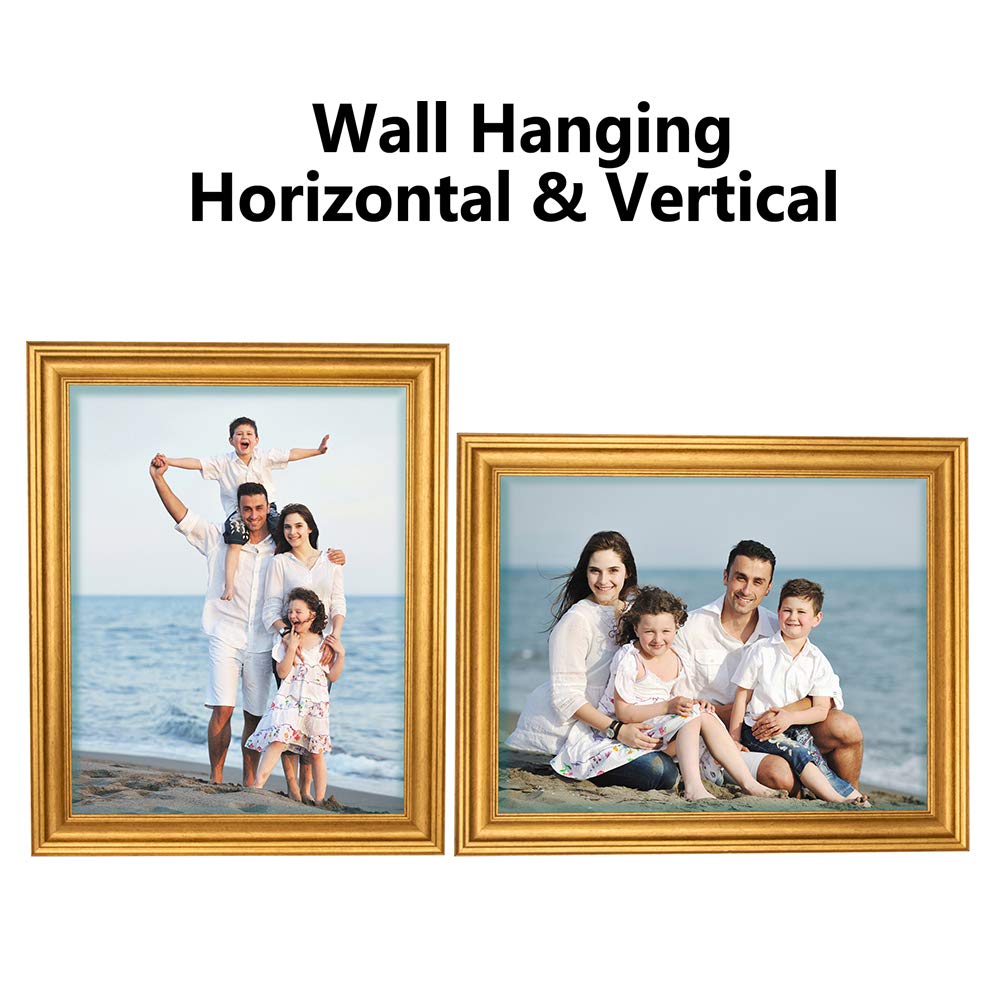11x14 Picture Frames (1 Pack, Gold) Photo Frame with Plexiglass for Wall Mount Display